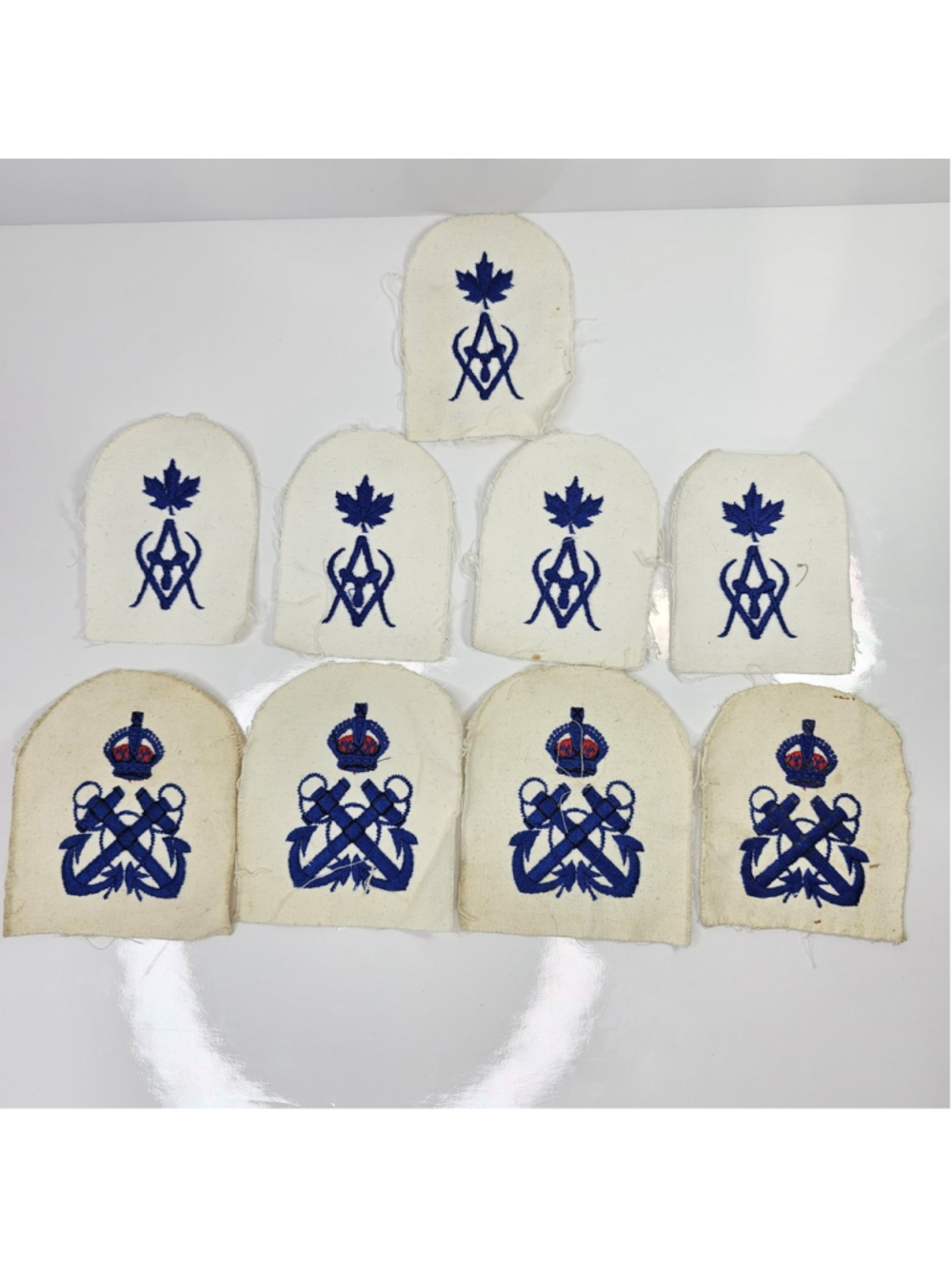 Lot of 9 Vintage Post-WWII Royal Canadian Navy (RCN) Summer Uniform Trade Badges